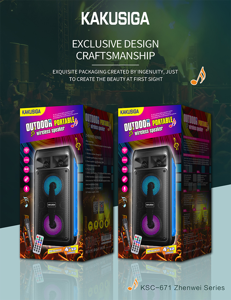 KAKUSIGA вечерние беспроводные колонки KSC-671 для дома KTV, двойной рупор, 3D объемный звук, портативная колонка для караоке с микрофоном