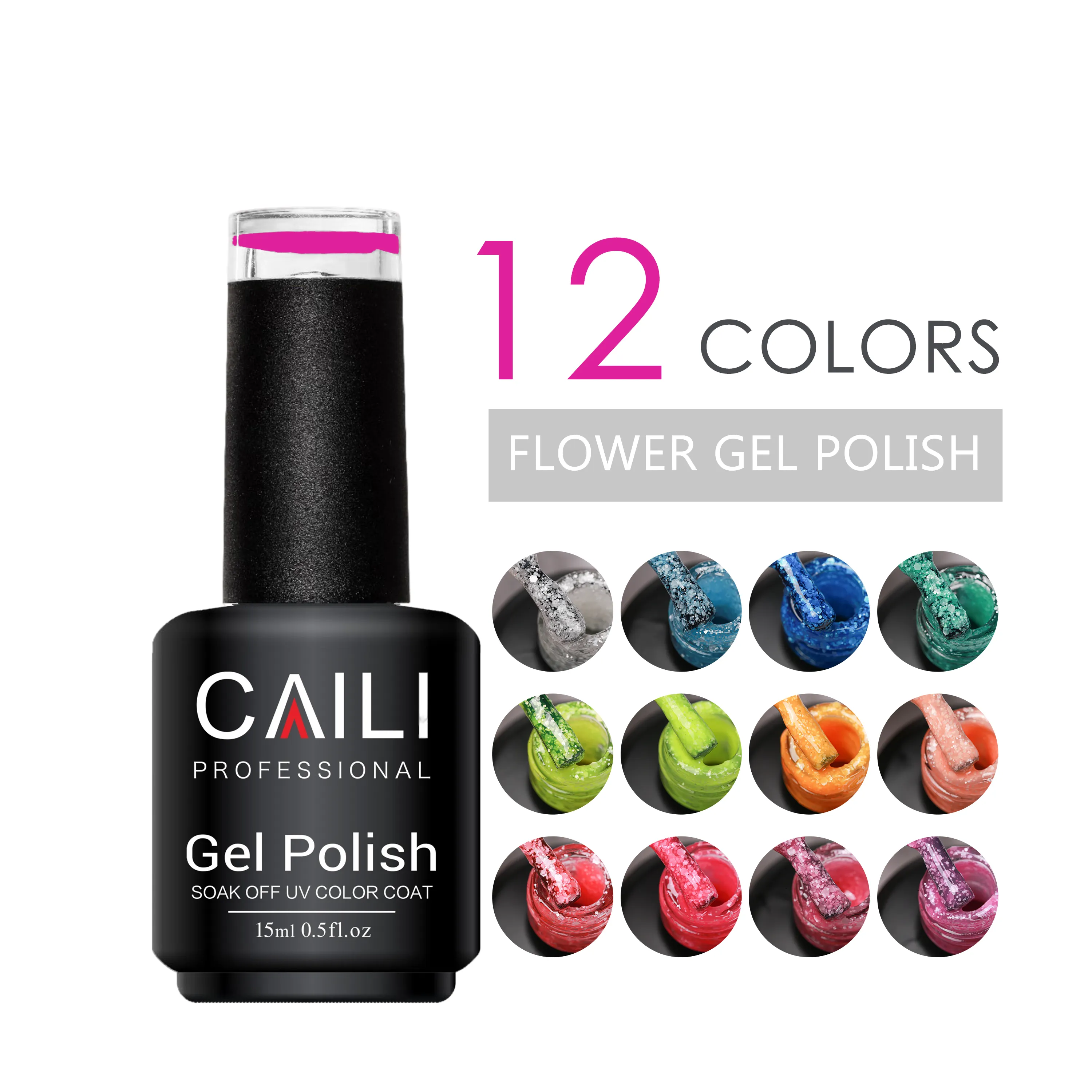 Kit de unhas Gel Colorido para unhas, equipamento de salão de beleza, efeito de flocos, pintura artística, 12 cores doces, kit de unhas em gel