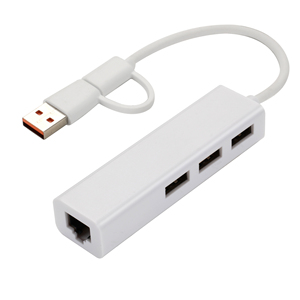 USB/tip-c 2.0 2 In 1 Lan kartı ile 2.0*3 HUB plastik kabuk Ethernet ağ kartları 100Mps hoşgeldiniz OEM - Product Image 2