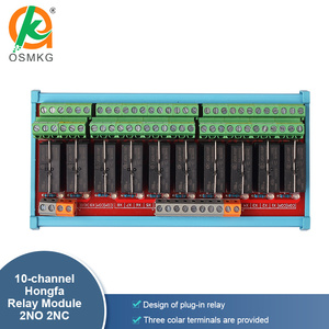 Oshangming 8A Relé 2NO 2NC IO Board 10 Entrada 10 Salida de relé 12V/24V Módulo de relé para luz