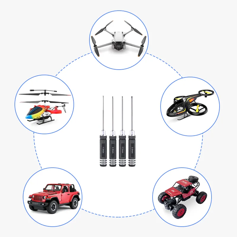 Kit de herramientas para reparación de coches, juego de herramientas de acero de alta precisión con mango hexagonal, destornillador para Avión rc, helicóptero rc, barco