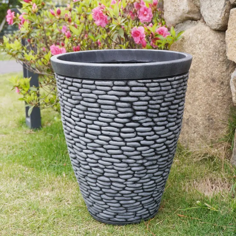 Kunstmatige Decoratieve Planter Keramische Plastic Grote Opknoping Outdoor Led Verlichting Bonsai Tuin Grote Pebble Stenen Bloempot Rock