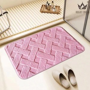 Wholesale Modern Washable Solid <strong>Super</strong> Water Absorbent Bathroom <strong>Mat</strong> Anti Slip <strong>Soft</strong> Fluffy Polyester Shower <strong>Bath</strong> <strong>Mat</strong> - Product Image 5
