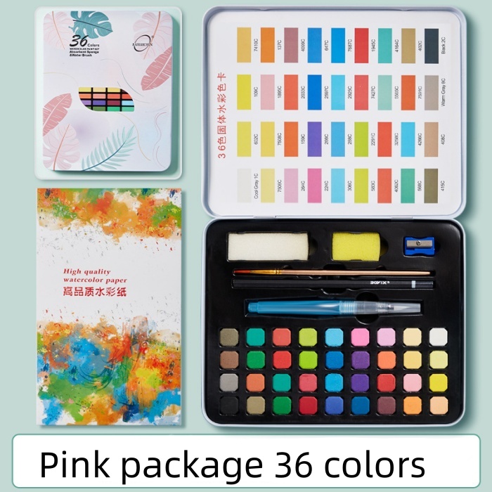 Boîte en fer rose 36 couleurs