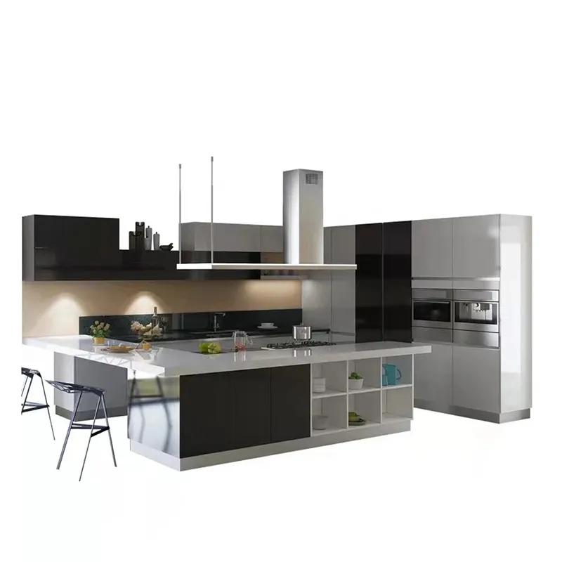 Modelo de muebles de cocina Gabinete de cocina de aluminio para diseño de gabinetes de cocina simples