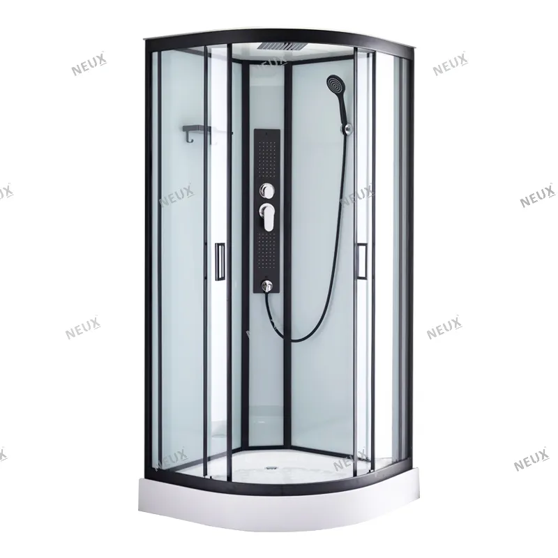 Caja de ducha completa de esquina de vidrio templado de fácil instalación, recinto de puerta corredera, cabina de baño, cuartos de ducha con Base