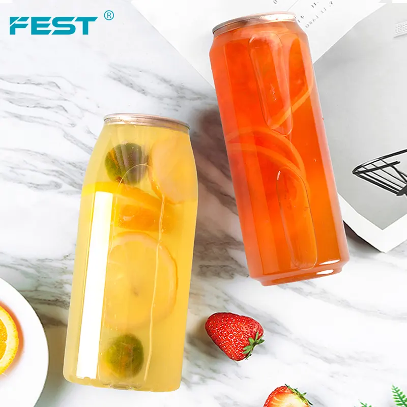 FEST Pet Trasparente Bottiglie Rotonde Fredda del Commercio All'ingrosso Soft Drink Vuota Trasparente di Plastica Usa E Getta Potabile Bottiglia di 650ML 500ML