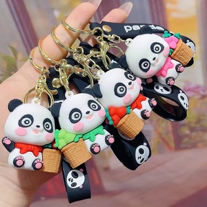 Tùy Chỉnh 3D Mềm Cao Su UV In Thân Thiện Với Môi Dễ Thương Phim Hoạt Hình Gấu Trúc Búp Bê Keychain Nhà Máy Được Thiết Kế Mới Sản Phẩm Độc Đáo - Product Image 2