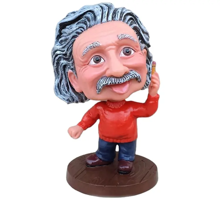 Toch Woondecoratie Souvenir Nieuwe Trend Hars Figuur Aangepaste Hand Made Einstein Bobble Head