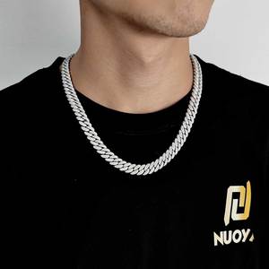 Nuoya 10mmダイヤモンドキューバリンクチェーン18K金メッキアイシングアウトマイアミ男性用キューバチェーンネックレス