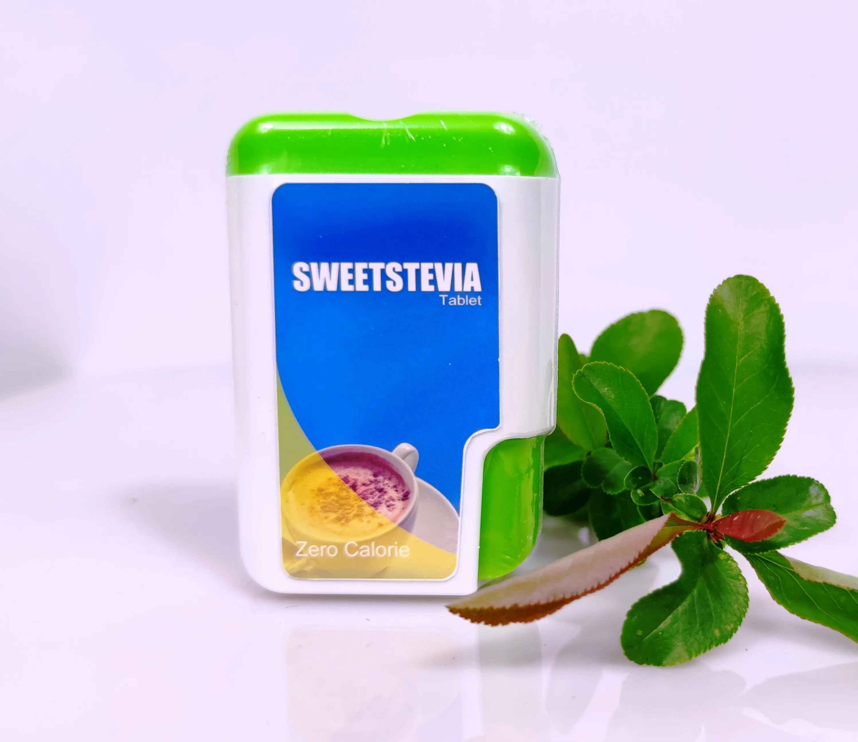 Masa üstü Stevia tabletler 60mg hızlı çözünür şeker yerine 2 fincan kahve gıda sınıfı Kosher sertifikalı toplu ambalaj