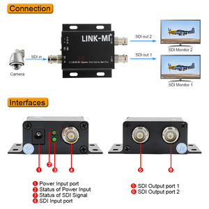 3G-<strong>SDI</strong> Repeater &amp; <strong>Splitter</strong> <strong>1</strong> to <strong>2</strong> <strong>SDI</strong> Distribution Amplifier with Dual <strong>Outputs</strong> for Video Production - Product Image 5