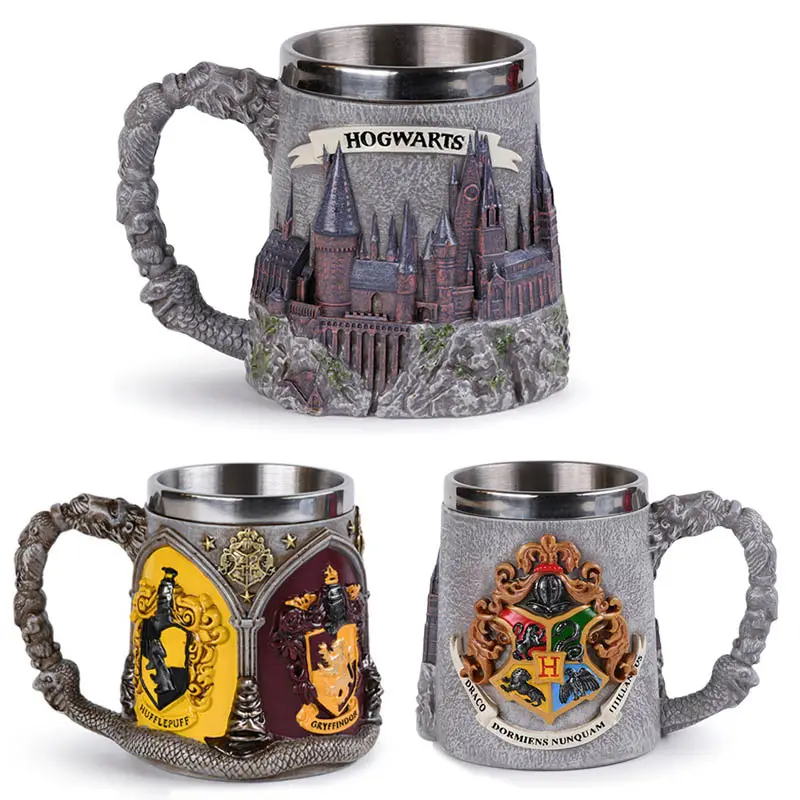 3D Potter Kaffee Bier Alcazar Tassen Krug Personal isierte College Abzeichen Becher Runen Emblem Tasse Mittelalter liche Harry Castle Becher