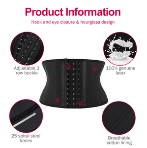 Dropship Short Torso Rubber Corset Tummy Control Hourglass Shaping Shaper Smooth Latex 7 Inches 25 Steel Bone Waist Trainer - Product Image 4