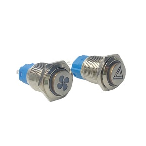 Interruttore a pulsante in metallo a testa alta 16/19/22mm alimentatore a caratteri luminosi fai da te LED Light Fix Locking / Reset momentaneo