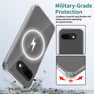 携帯電話用ケースPixel 9a強力磁気ワイヤレス充電クリアTPU PCハイブリッドバックカバーGoogle Pixel 9a用 - Product Image 6