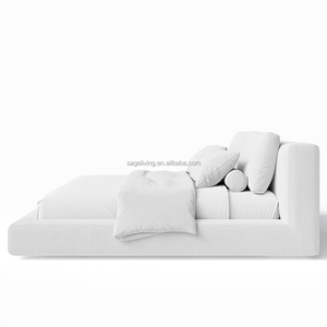 Moderne Bedden Slaapkamer Meubilair Platform <span class=keywords><strong>Bed</strong></span> <span class=keywords><strong>Frame</strong></span> Kingsize Wit Gestoffeerd <span class=keywords><strong>Bed</strong></span> - Product Image 2