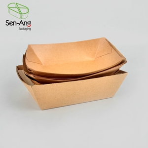 Dùng Một Lần Snack Container Mở Giấy Tấm Khay Nhiều Lớp Khoai Tây Chiên Chip Ăn Din-Takeaway Kraft Giấy Thuyền Hộp - Product Image 5