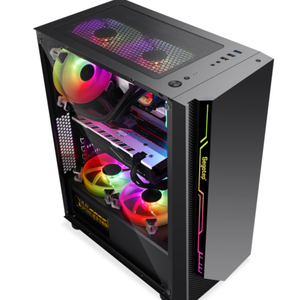 カラーランプコンピュータケースコンピュータケースキャビネット冷却CPUシャシーカラー強化ガラスファン付き - Product Image 1