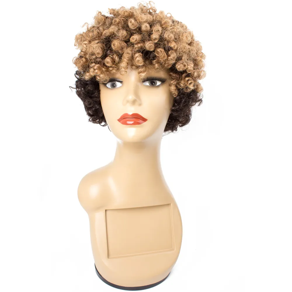 Prezzo a buon mercato breve parrucca di capelli umani per le donne nere 8 ''breve parrucca riccia dei capelli umani breve parrucca afro kinki ricci
