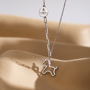 Sterling Silver 925 <strong>Cute</strong> Unicorn Cartoon Pendant Charm Necklace for Kids - Product Image 5