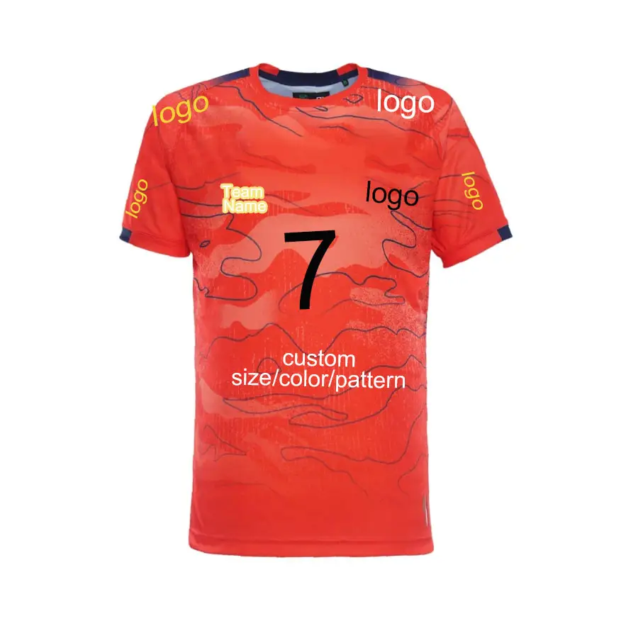 Camiseta de fútbol OEM 23-24 sin marca, uniforme de fútbol, transferencia de calor, nombre y número, conjunto de talla grande, camiseta de fútbol