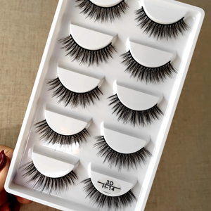 Natural Eyelashes Wholesale 3D 5D Fluffy Full Strip Faux Mink Eyelashes Black Cotton Band False <strong>Eye</strong> <strong>Lashes</strong> 3DX11 - Product Image 1