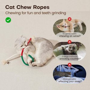 <strong>Safe</strong> Teeth Cleaning Cat Toys Chew Ropes 3Pcs with Refillable Natural <strong>Catnip</strong>