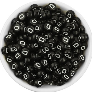 Good Quality 100 Pcs/pack Acrylic Alphabet <strong>Beads</strong> 26 English Letters in <strong>Black</strong> on <strong>Black</strong> Background for Diy Jewelry