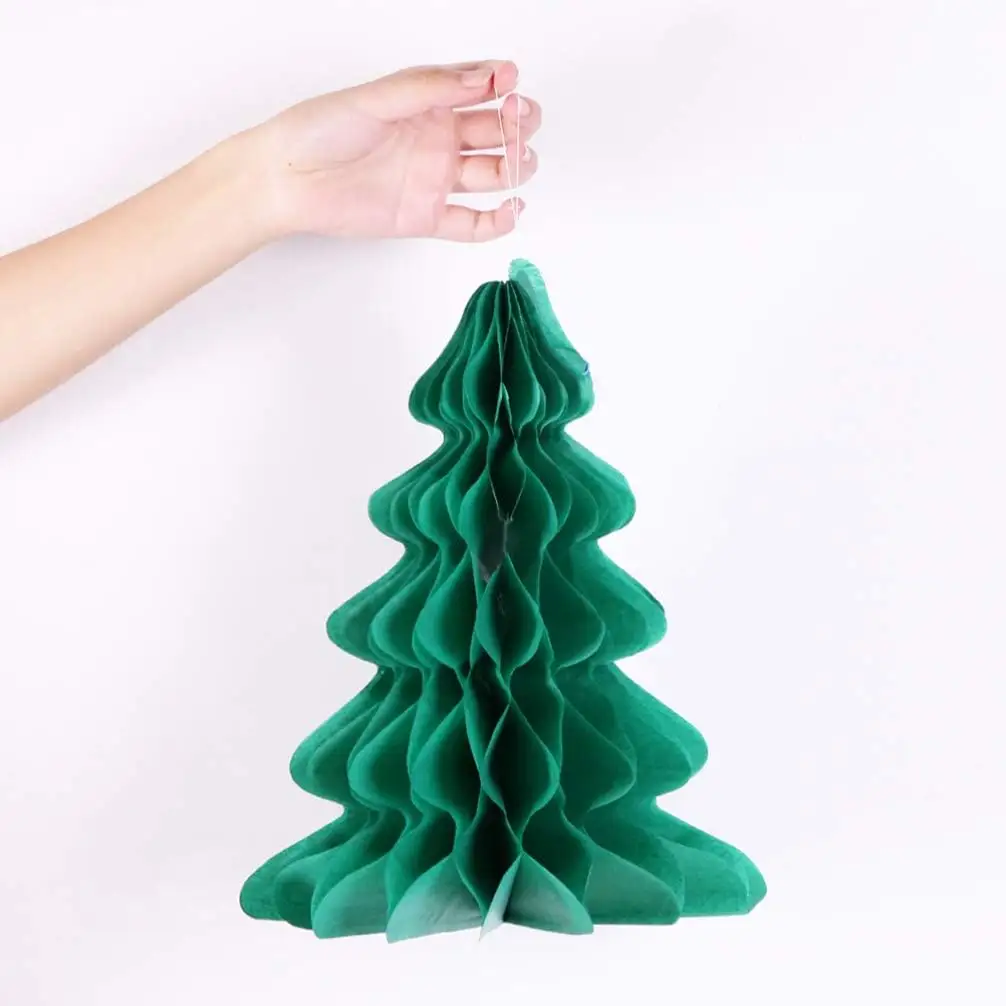 Bola de papel de panal de árbol de Navidad reciclable, adornos colgantes