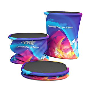 Espositivo di promozione portatile da tavolo da tavolo tessuto curvo ovale fiera Pop-up da banco con luce a LED - Product Image 5