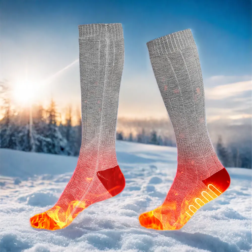 Теплые зимние термоноски унисекс с индивидуальным логотипом для экипажа перезаряжаемые электрические носки с подогревом