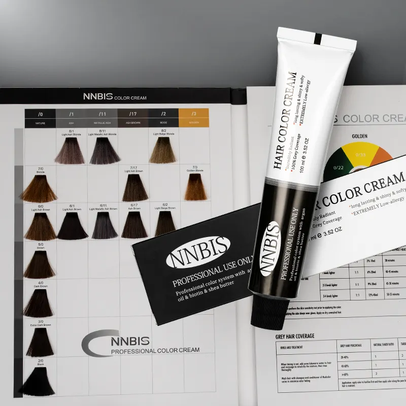 Campione gratuito NNBIS professionale salone a basso contenuto di ammoniaca colore colore dei capelli grigio colorante crema