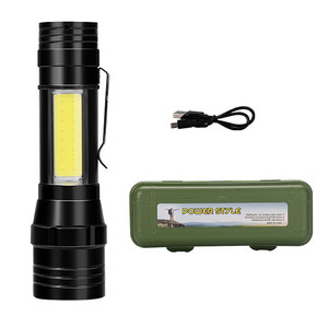 Mini lampe torche LED en aluminium rechargeable Portable Camping en plein air COB lampe de poche à clipser - Product Image 1