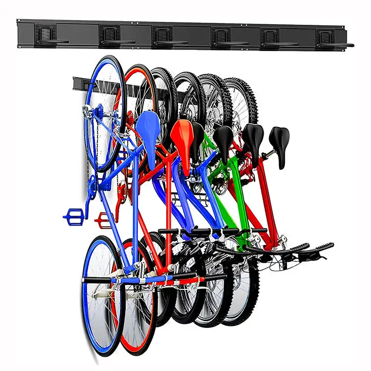 JH-Mech-Soporte para bicicleta de pared para ahorrar espacio, soporte para hasta 300 libras, 6 ganchos verticales para bicicleta, estante de almacenamiento montado en la pared