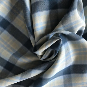 高品质定制100% 涤纶超细纤维格子蓝色格子校服衬衫面料 - Product Image 1