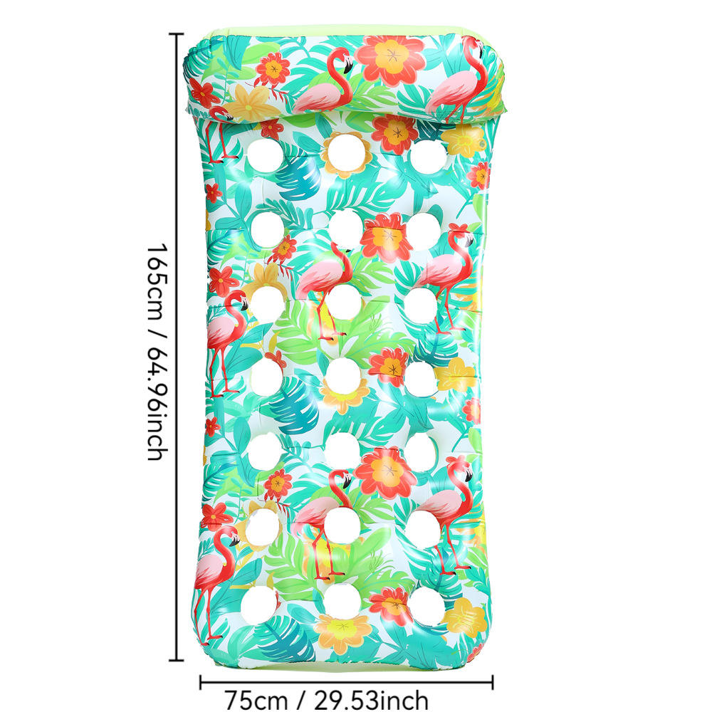 Abri flottant à trou de flamant rose à feuille verte