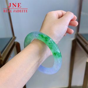 Doğal Myanmar buz yeşim menekşe yeşim bilezik yüzen çiçekler yeşil yuvarlak demir yeşim bilezik hakiki tipi kadın sertifikası ile - Product Image 3