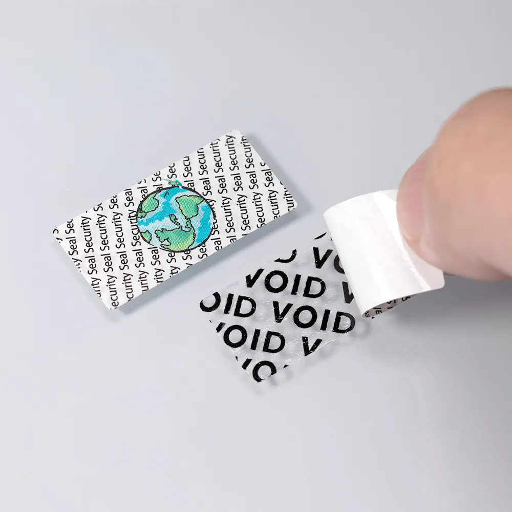 Etiqueta adhesiva de vinilo con holograma para caja de sombra de ojos, etiqueta personalizada a prueba de manipulaciones, doble pegatina