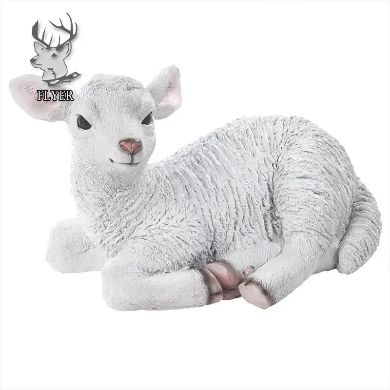 Wholesale Price Resin Little Lamb Statue Fiberglass Sheep Sculpture For Outdoor Decoration