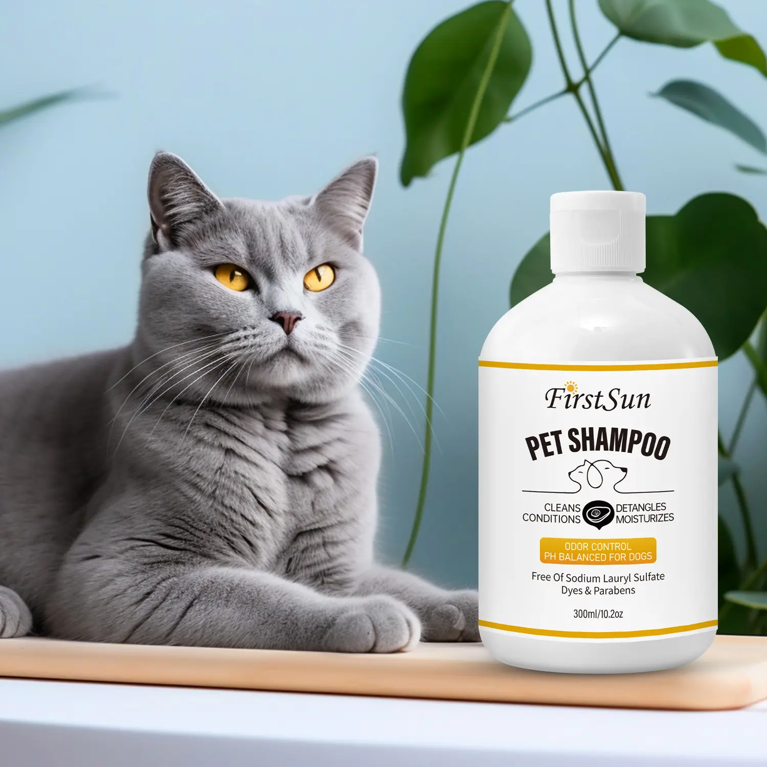 Shampoo para animais de estimação suave, hipoalergênico, nutritivo, para pele sensível e seca, controle de odor, pH balanceado para cães e gatos