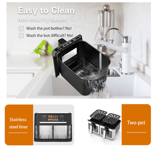 Most Popular 7L 8L 9L 10L 12L Double Basket air Fryers with Metal Air Fryers with <strong>Digital</strong> Touch Screen SS Cover - Product Image 6