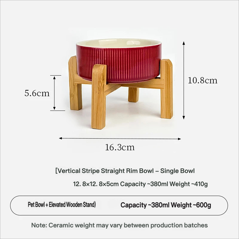 Tazón individual rojo brillante con soporte de pie alto.