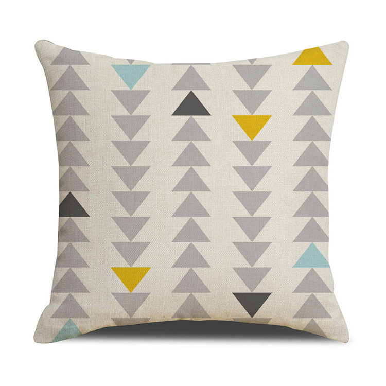 Hot Selling Home Yellow Color Classic Geometric Pattern Cushion Cover Custom Digital Printed Chevron Sofa Linen Cushion