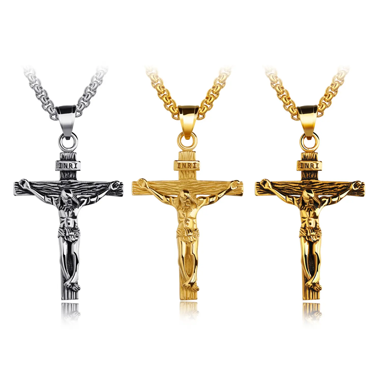 Bán Hot Tôn Giáo Christian Jewelry Crucifix Jesus Chữ Thập Thép Không Gỉ Pendant Necklace Cho Nam Giới