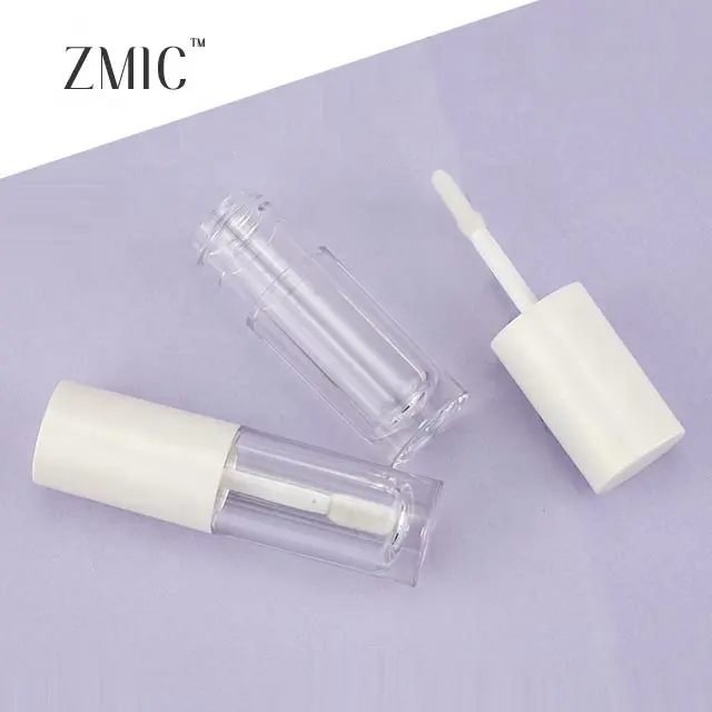 5ml escova plana lip gloss tubo branco redondo transparente lipgloss tubos embalagem amostra grátis