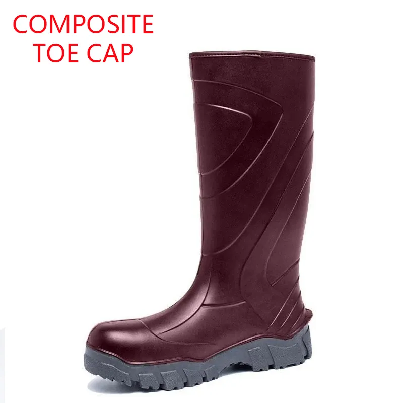 Unisex kniehohe wasserdichte Jagd industrielle Arbeit Regen insgesamt Pu Injektion Gummistiefel Sicherheits stiefel mit Composite-Zehen kappe