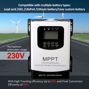 Контроллеры солнечной системы MPPT 30A 40A 50A 60A 80A 100A 120A контроллер солнечного заряда умное автоматическое распознавание 12V/24V/36V/48V/96V - Product Image 2