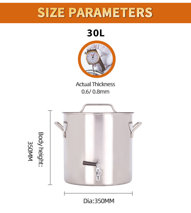 Best quality commercial ramen cooking stock pot with lid gas faucet tap