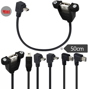 Yeni 0.5m dik açı Mini USB tip a dişi yazıcı uzatma kablo USB 2.0 konnektör PVC veri USB-A kablo vida ile aşağı yukarı - Product Image 6
